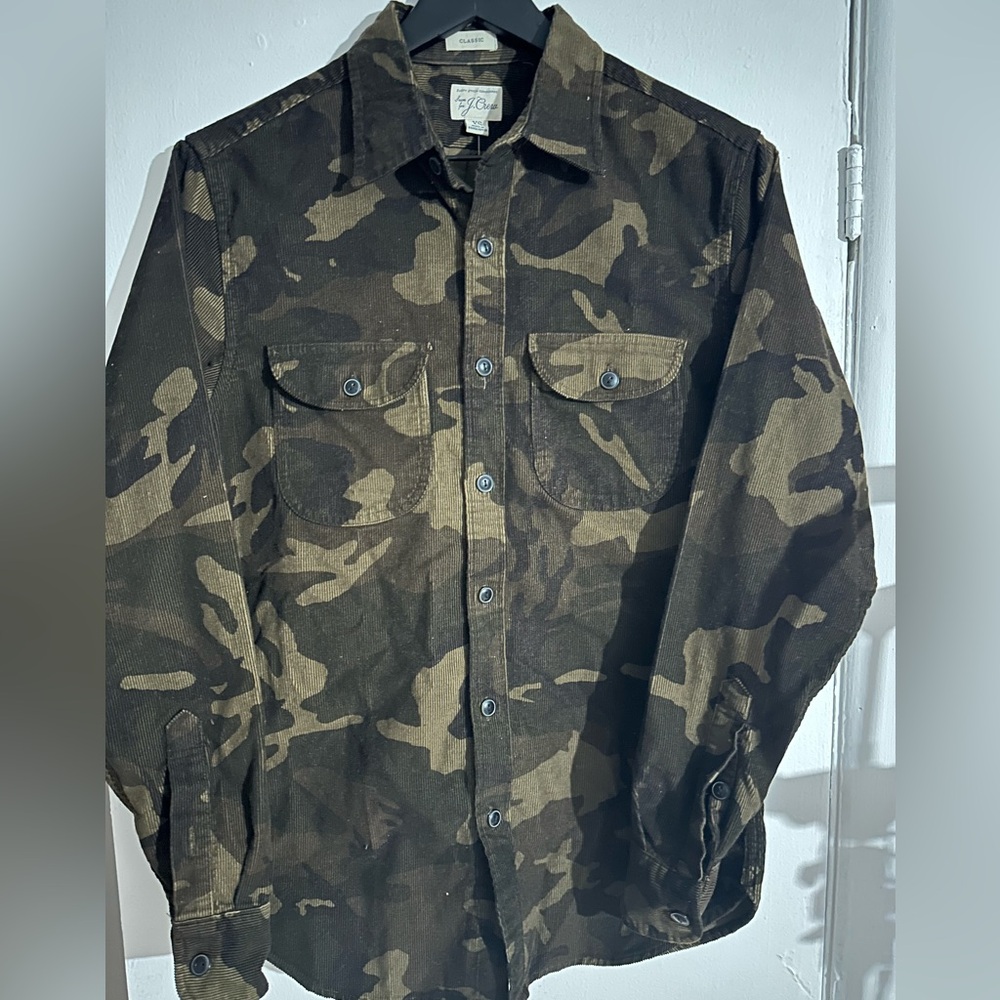 J. CREW Garment-dyed Camo-print
Corduroy Workshirt